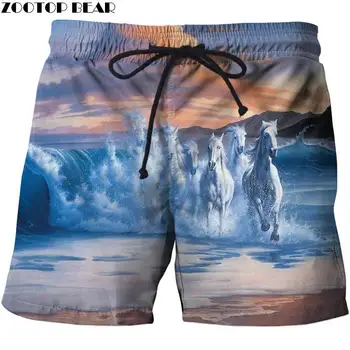 

Running Horse 3D Print Summer Surfing Shorts Masculino Pant Printed Board Shorts Men Sport Short Plage Quick Casual Pant