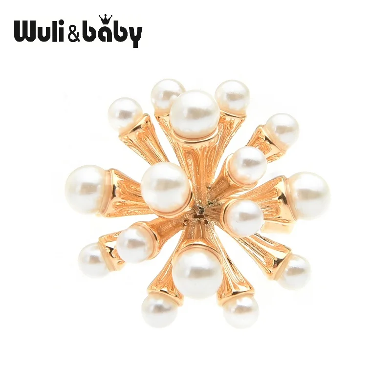 

Wuli&baby Pearl Coral Flower Small Brooch Pins For Women Collar Pins Jewelry Gift Wedding Accessories