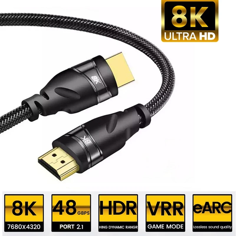 8K 2.1 Cable for PS4 Ultra-HD (UHD) UHD Audio 48Gbs with &amp Ethernet HDMI-Compatible Xiaomi Box Projector | Электроника