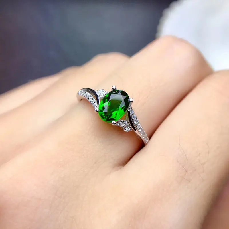 Oxidized 925 Sterling Silver Handmade Chrome Diopside Gemstone Women's Ring 