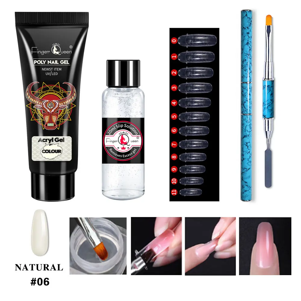 

Poly Nail Extension Poly Nail Gel Set With A Double - ended Brush UV Nail Gel Builder Gel Acrylic Soak Off Camouflage Fast Nai