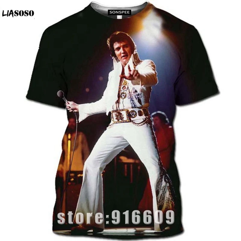 Liaseo новинка популярная мужская футболка ELVIS Presley модная крутая с 3D принтом короля