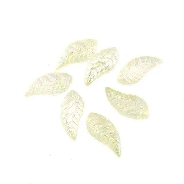 50 PCs Doreen Box Glass Beads Leaf Multicolor AB Rainbow Bead For DIY Fashion Bracelet Jewelry Making16x 8mm, Hole: 0.9mm 5