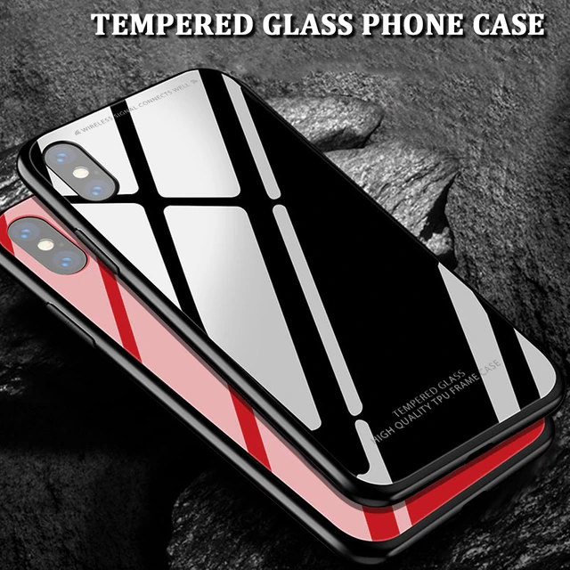 Luxury Back Glass Phone Case For Iphone Xr X Xs Max Glossy Black Red Case  For Iphone 11 12 13 Pro Max 6 6s 7 8 Plus Glass Shell - Mobile Phone Cases  & Covers - AliExpress