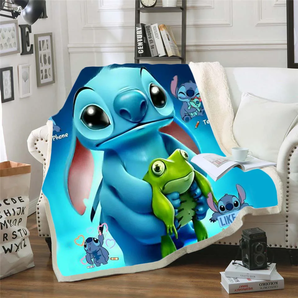 

Throw blanket Cartoon Lilo & Stitch 3D Velvet Plush Blanket Bedspread For Kids Girls Sherpa Blanket Couch Quilt Cover Travel 008