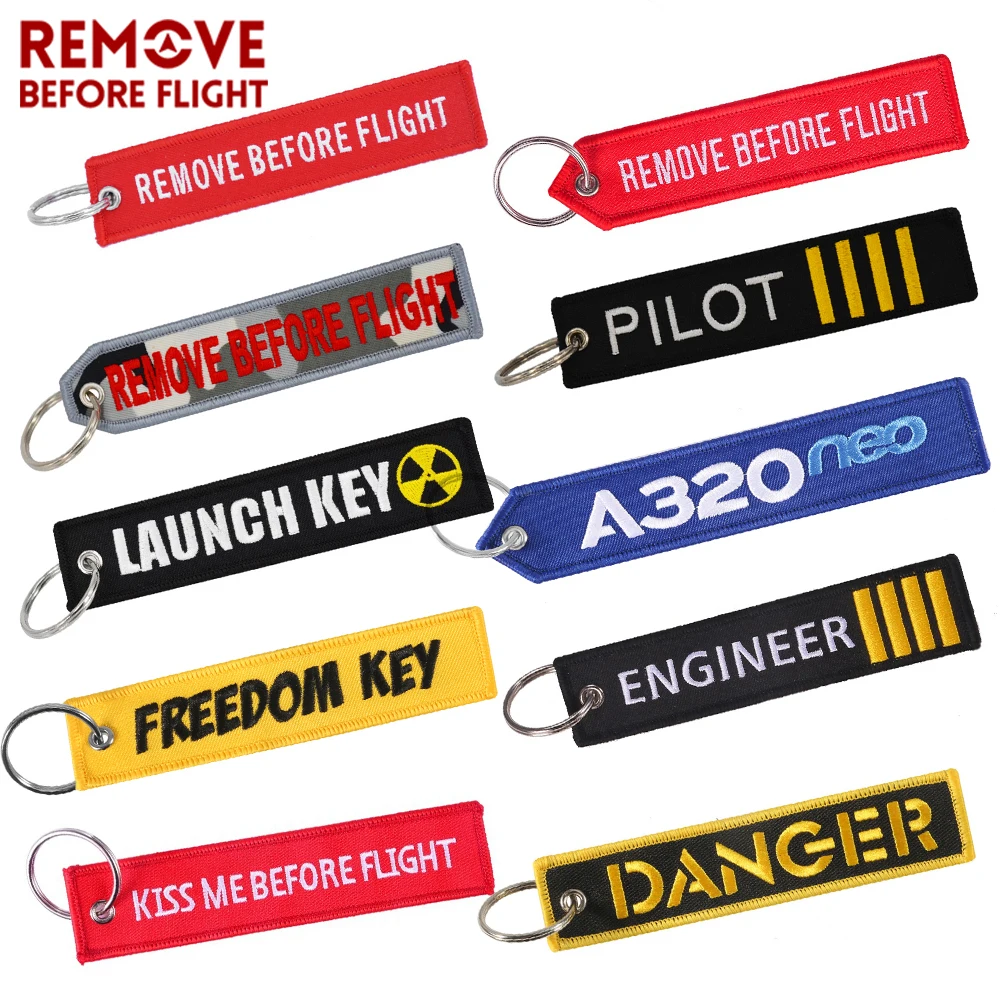 Wholesale Keychains for Motorcycles and Cars Key Chains Jewelry 50 PCS Aviation Gifts Embroidery Keychain REMOVE BEFORE FLIGHT