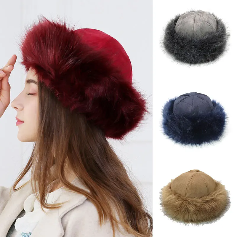 Русский Стиль толстые теплые Шапки женские замшевые шапка-ушанка с защитой от