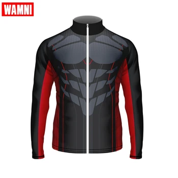 

WAMNI Men's Cycling Jersey Quick Dry Bicycle Shirts Full Zipper Mountain Bike Jerseys MTB Long Sleeve Cycling Jersey Bike Team