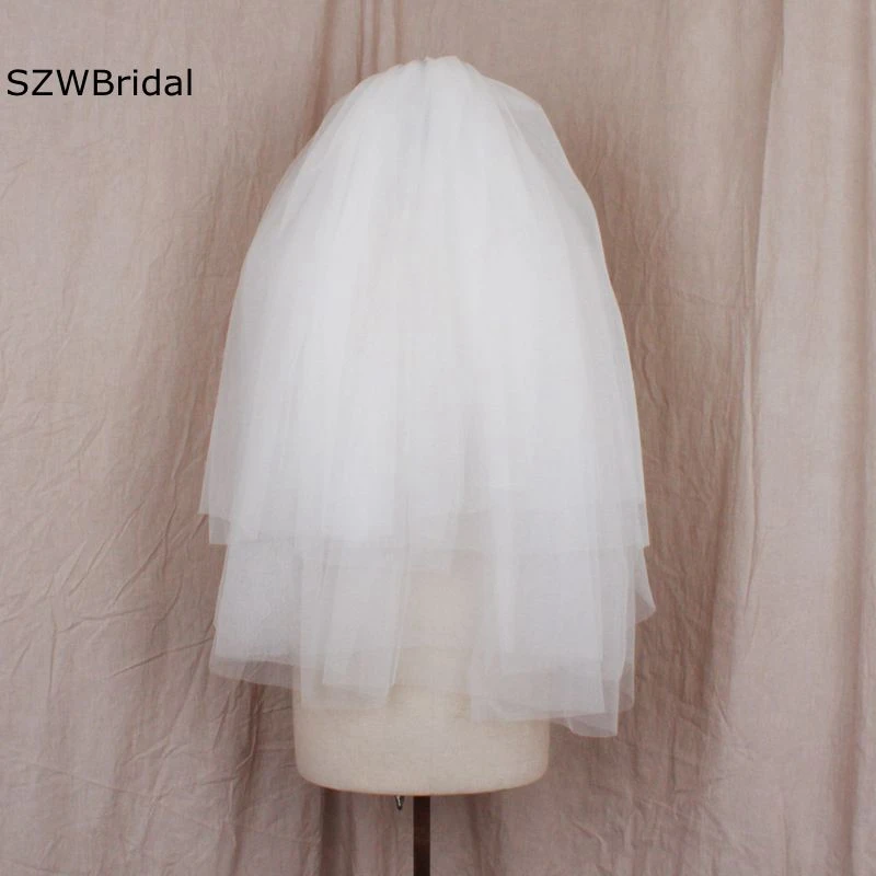 Free Shipping White Ivory 4 Layers Wedding Veil 2024 Bride wedding accessories Mariage Boda Bridal Veils velos de novia Wesele