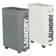 Водонепроницаемая большая корзина для хранения грязной одежды для ванной комнаты, складная корзина для хранения белья с колесами