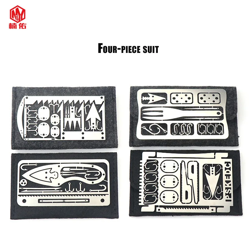 1PC Outdoor EDC Stainless Steel Fishing Hook Card Portable Fishing Hunting Multifunction Tool Card EDC Camping Survival Multi Function Tool Tool Card
