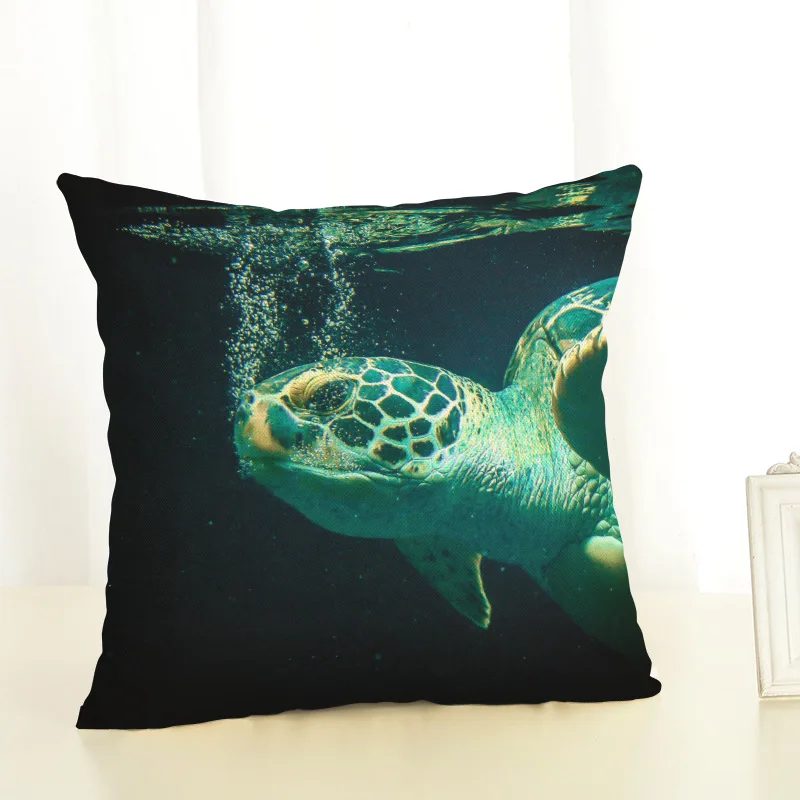 Модная наволочка для диванной подушки 45x45 см наволочка Мягкое хлопковое полотно смесь наволочка 3D морская черепаха диван наволочка для домашнего декора