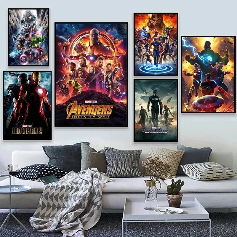 Disney-Affiche de film Avengers Extron War, Marvel Smile Hero, Peinture sur  toile, Art mural, Image