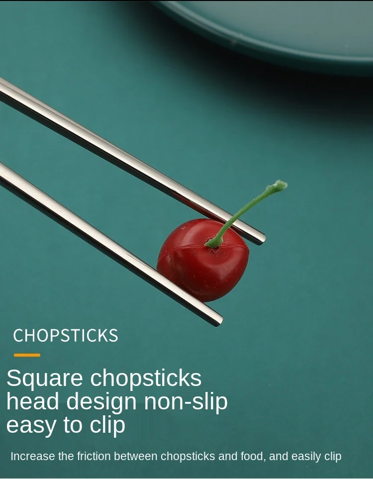 Description Picture 6 of itemGold Glossy Stainless Steel Chopsticks Korean Style Metal Chopstick Dessert Dinner Home Tableware Kitchen Tool Portable Reusable