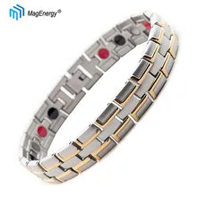 MagEnergy, мужские браслеты, магнитный браслет для артрита, два тона, золотые браслеты, Био энергия, мужские браслеты