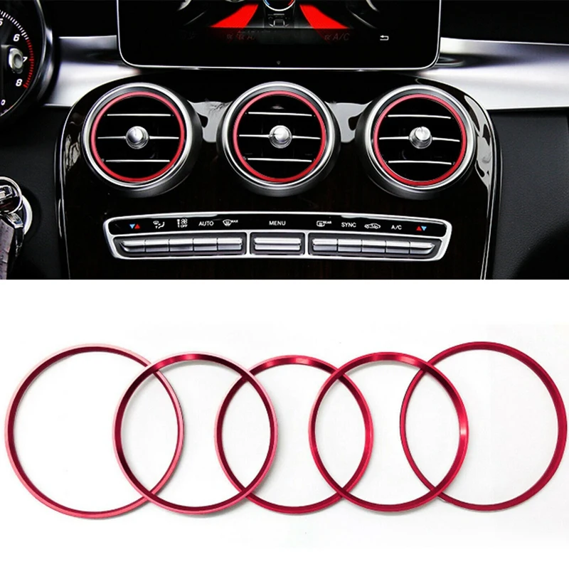 

5Pcs Red Inner Air Conditioning Vent Outlet Cover Trims for Mercedes Benz GLC C Class
