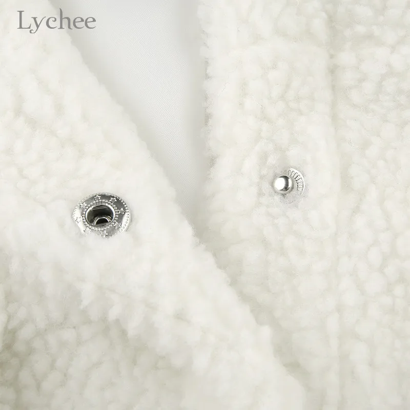 Lychee Harajuku, одноцветное женское Укороченное пальто, топ с двойным карманом и пуговицами, женские куртки, повседневные теплые зимние женские пальто, топы