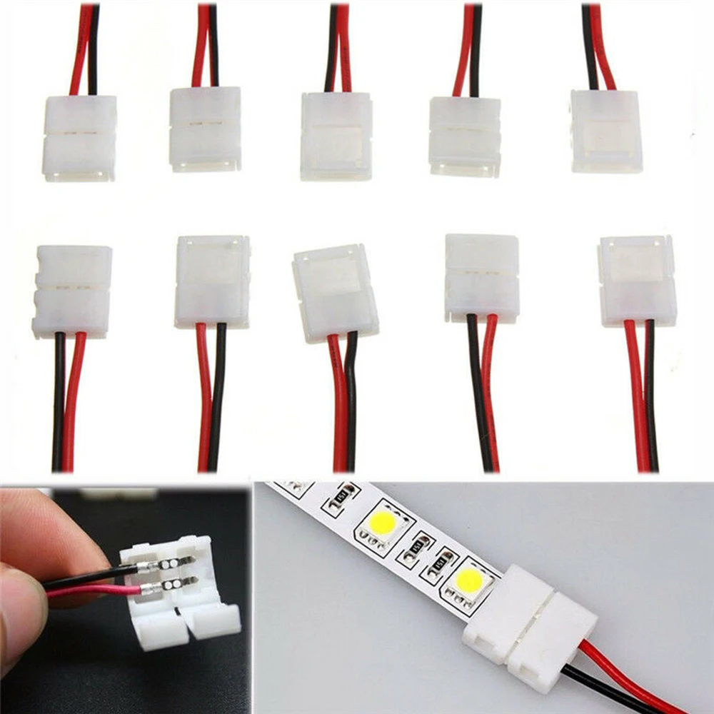 5 100 шт 8 мм 10 2pin Светодиодная лента соединительный кабель 2 контакта ширина PCB