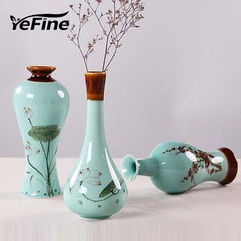 

YeFine HAND PAINTING Celadon Porcelain Flower Vase Ceramic Decorative Flower Vase For Homes Living Room Decoration Crafts
