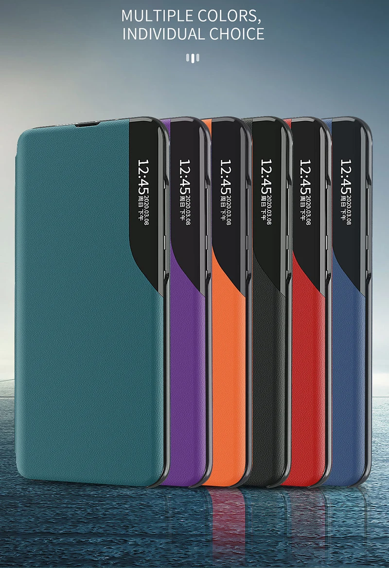 Smart View Window Flip Leather Phone Case for Xiaomi Redmi Note 8 pro 8T Kickstand holder case for redmi 9A 9C XIAOMI 10PRO