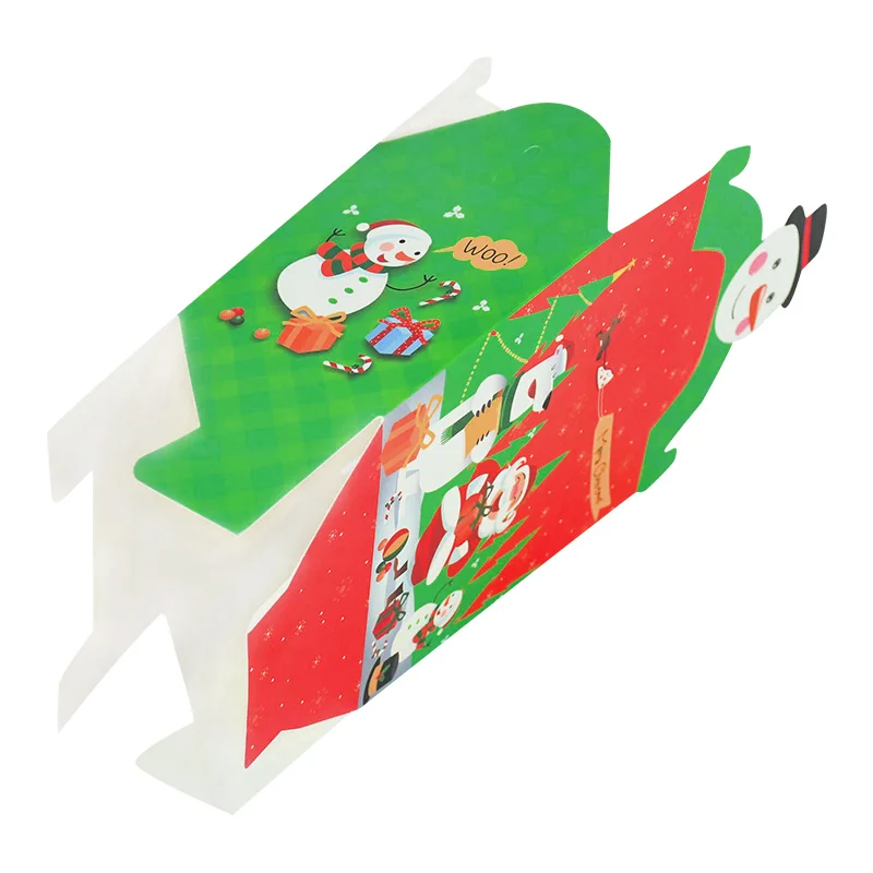 5pcs Santa Claus Snowman Paper Boxes Printed Green Red Candy Cookie Box Christmas Festival Party Supplies Kids Favor Gift Bags