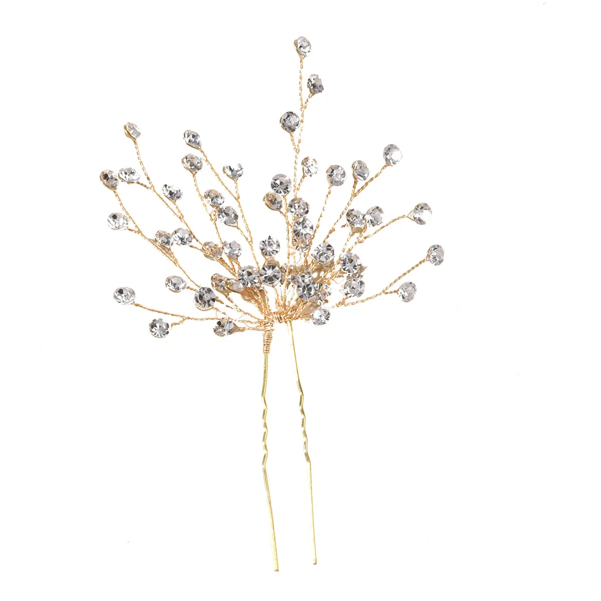 Golden Diamond Hairpin Headdress Comb Back Comb Hair Accessories Bridal Wedding Hair Decoration LL@17