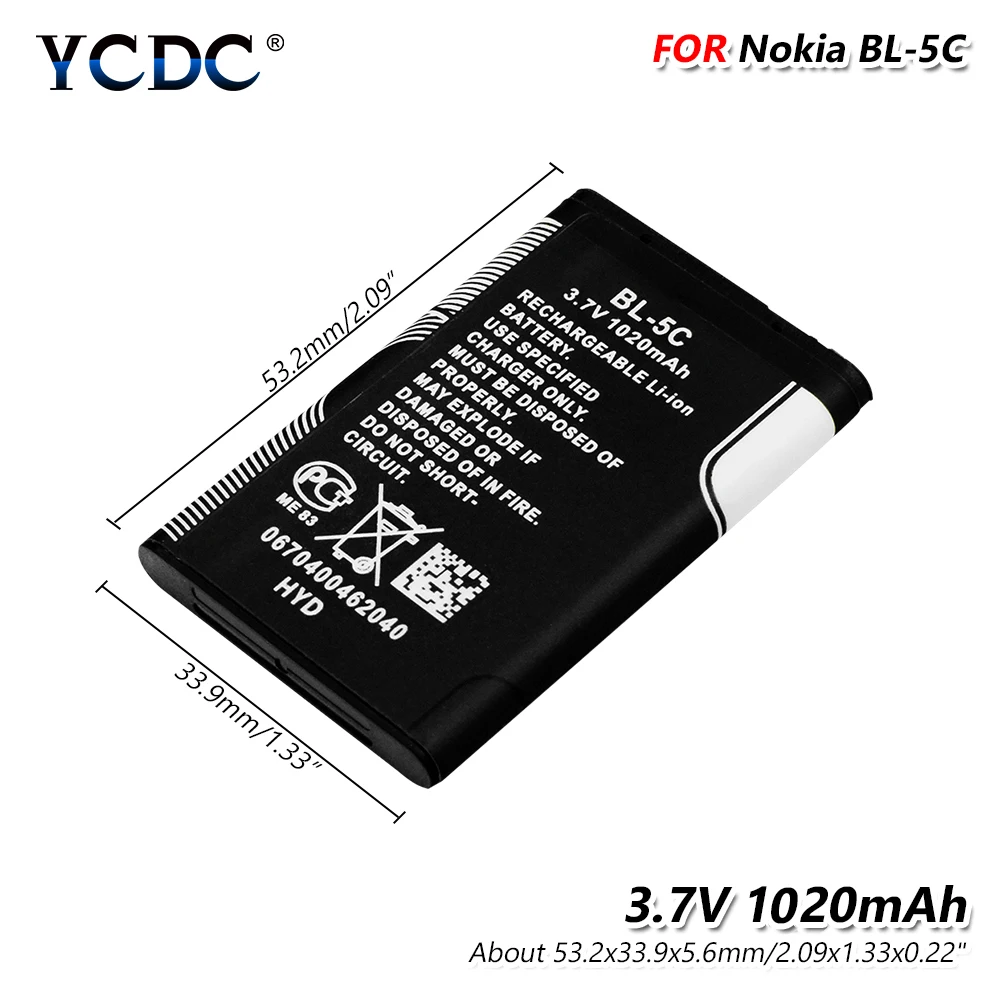 3,7 V 1020 mAh BL-5C Li-Ion Batterie Für Nokia 100... - Viceal