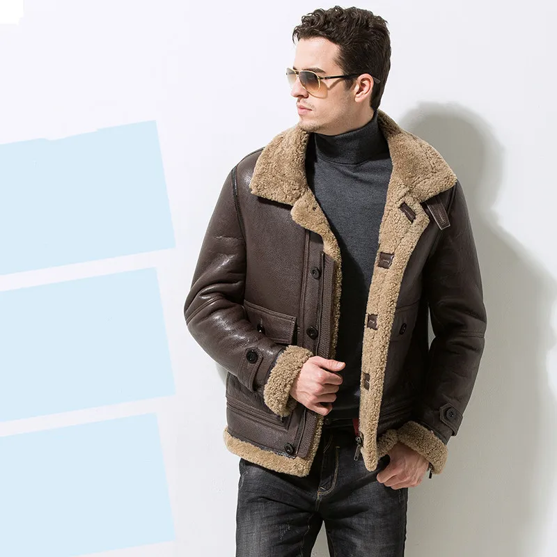 Tcyeek пальто с натуральным мехом зимняя мужская одежда куртка из натуральной кожи куртка-бомбер из овчины пальто Hiver 7107
