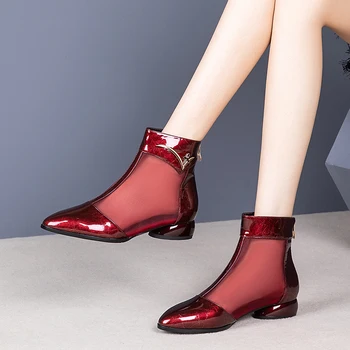 

2020 New Summer Breathable Mesh low Heel Shoes Women Pumps Pointed Toe Square Heel Ankle Boots Ladies Shoes Woman Work Shoes