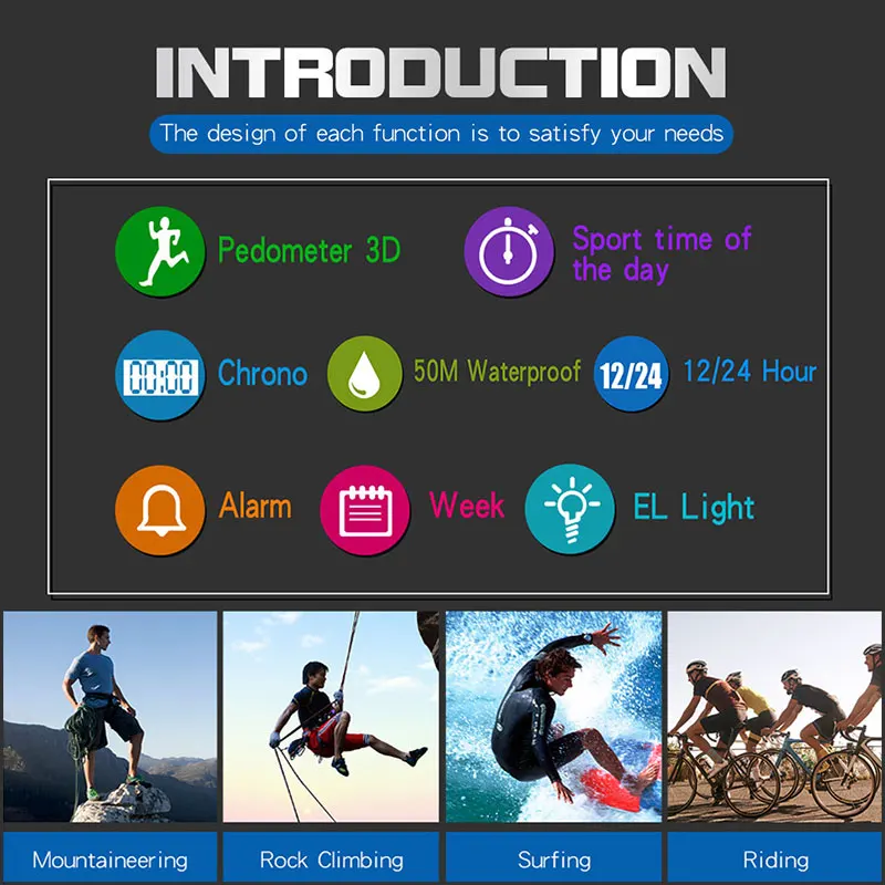 Top Luxury Pedometer Watches Chronograph Sport Watches Men Clock 5Bar Waterproof Alarm Clock Digital Watch Male Reloj Hombre New 4