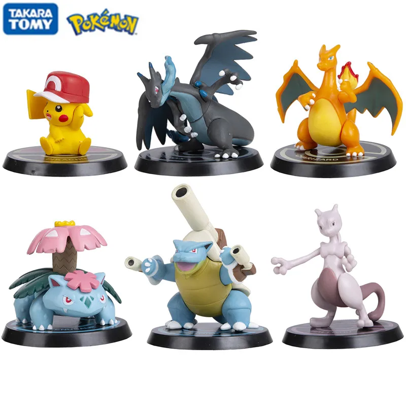 6 Pz/Set Pokemon Anime Figure Pikachu Charizard Mewtwo Blastcx Venusaur Dracau(Modello D'Azione Collezione Natalizia Regali Giocattolo