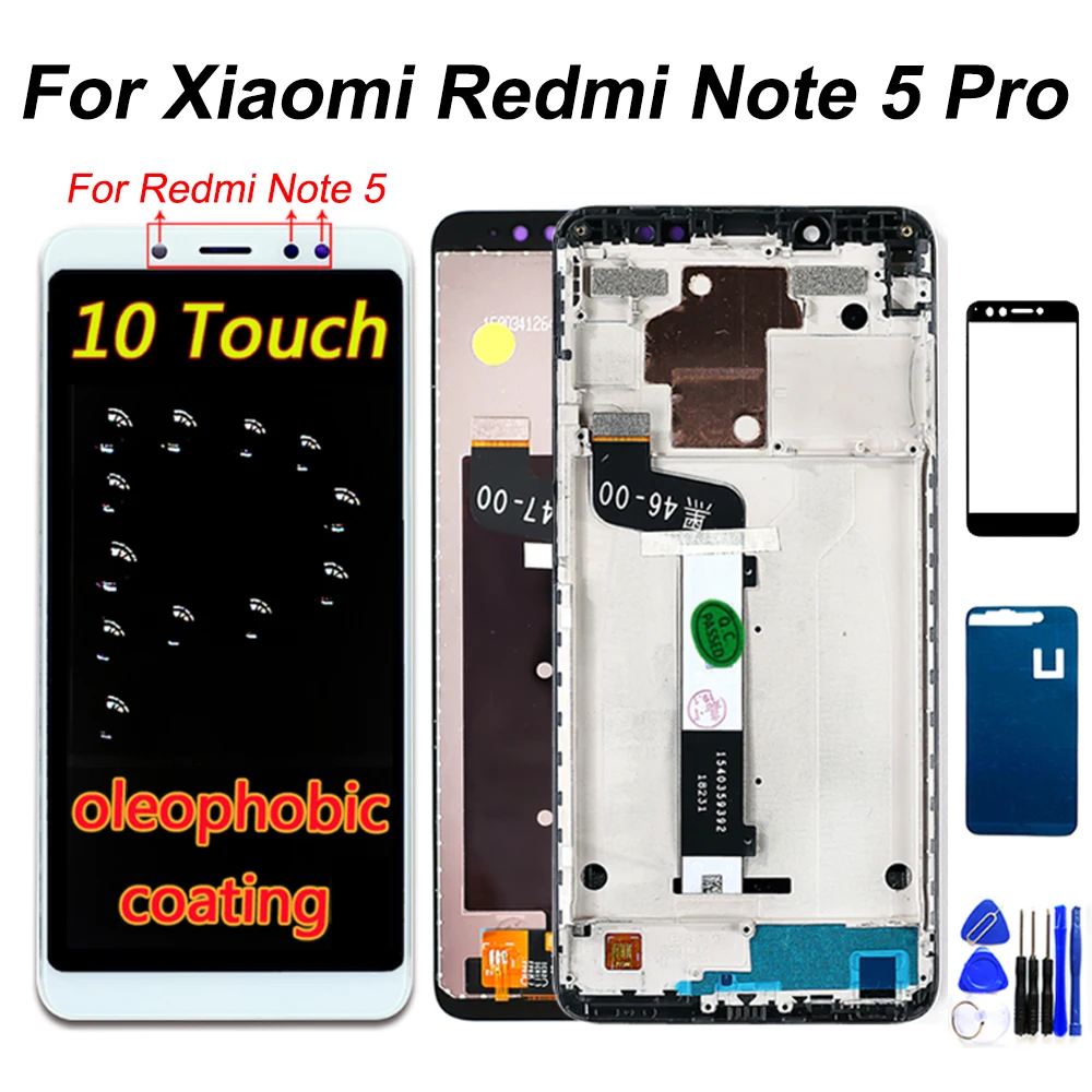 10 точечный сенсорный ЖК-дисплей для Xiaomi Redmi Note 5 Pro ЖК-дисплей кодирующий преобразователь сенсорного экрана в сборе для Xiaomi Redmi Note5 Pro lcd белый