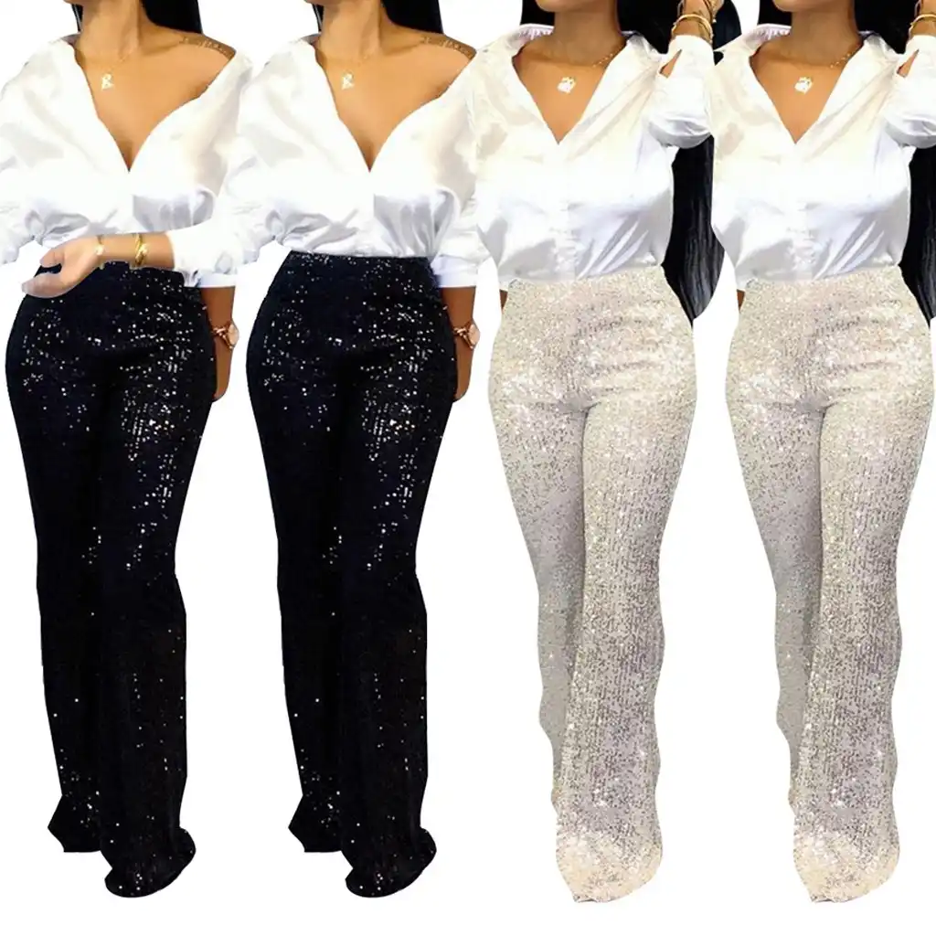 plus size sequin trousers