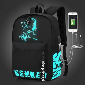 

Outdoor Leisure Backpack Usb Charging Luminous Backpack Fashion Student School Bag