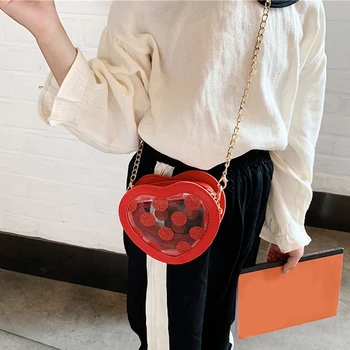 

Fashion PU Heart Shape Children's Messenger Bag 2020 Summer Girl Crossbody Bag Female Shoulder Bags