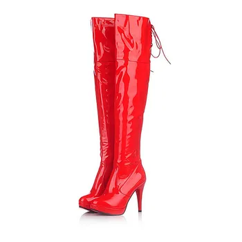 

Sexy Over The Knee Boots Side Zipper Fashion High Heel Thin Heel Leather Women Boots Thigh Boot Platform Shoes Large Size 33-43