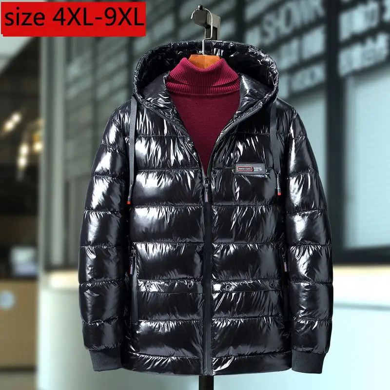 Новое поступление зимняя мужская модная стеганая хлопковая куртка очень большая теплая трендовая стильная повседневная Толстая куртка с капюшоном плюс размер 4XL-8XL 9XL - Цвет: 9088 balck