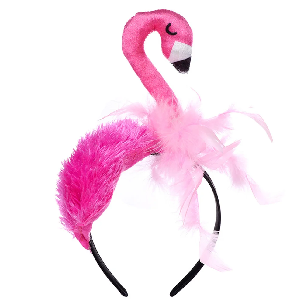 Women girl cute flamingo headband handmade velvet animal headband party halloween hair accessories funny cosplay headband pink star hair clips