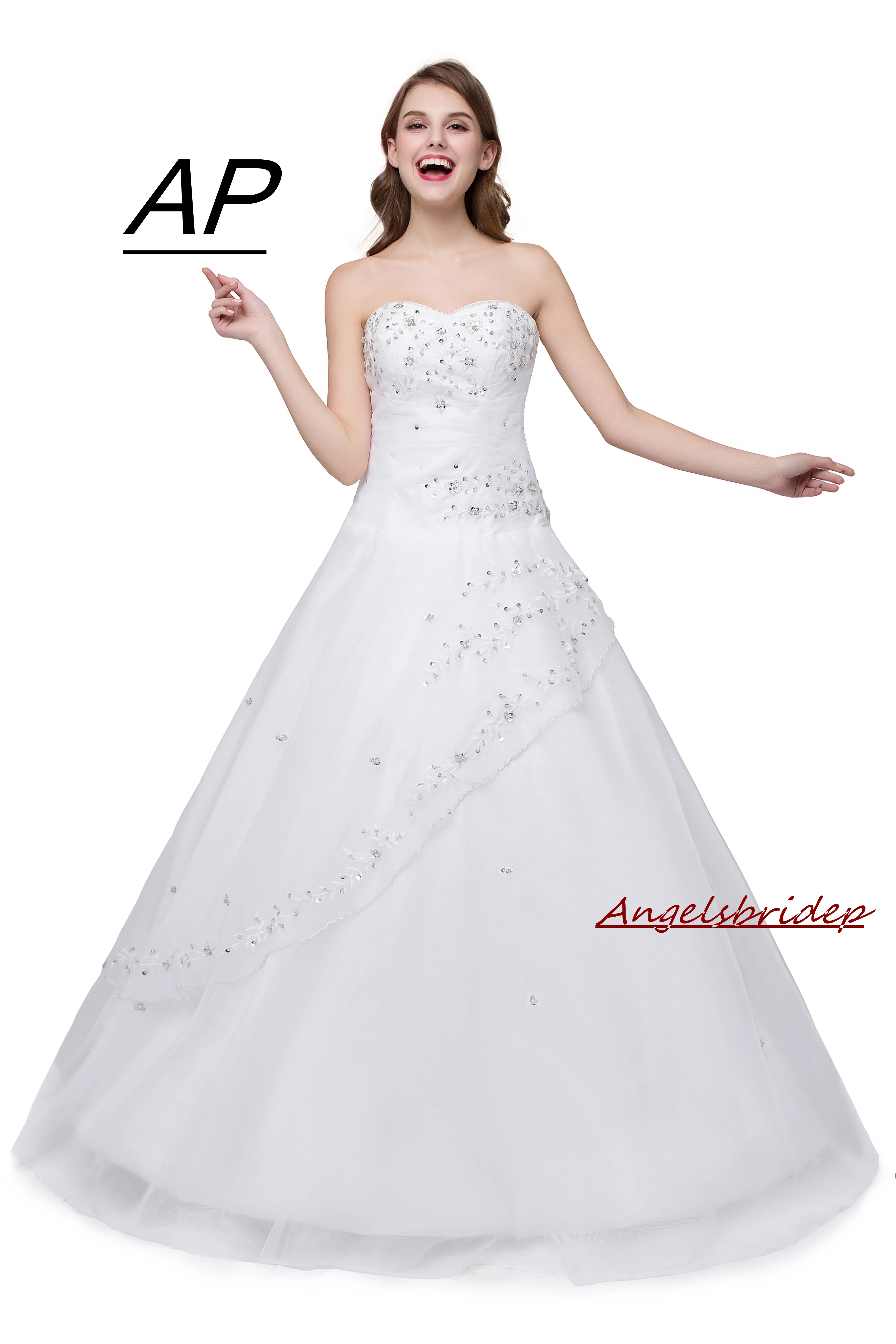 Распродажа, милое ТРАПЕЦИЕВИДНОЕ свадебное платье, Robe De Mariage, Блестящие Блестки, бисер, свадебное платье, официальное свадебное платье с кружевами
