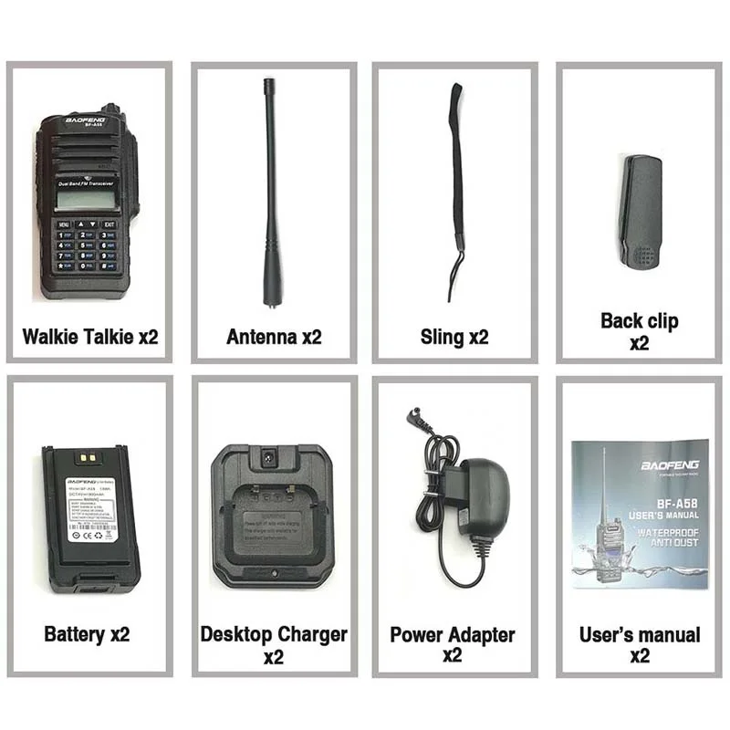 2 шт. Baofeng BF-A58 иди и болтай Walkie Talkie “иди и 10 км IP67 Водонепроницаемый радиостанцией Профессиональный Tranceiver радиолюбитель A58 PTT двухстороннее радио - Color: 2 pieces