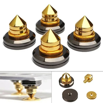 

4Pcs Shockproof Speaker Spike Golden Stand Feet Cone Base Pads for Subwoofer CD Audio Amplifier HIFI Speaker Accessories