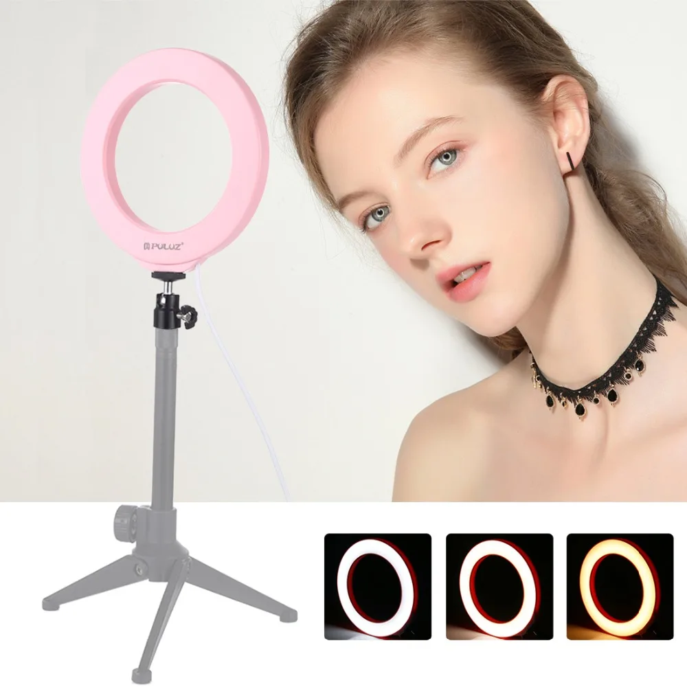 PULUZ 4.76.210.2 inch Dimmable SMD LED Selfie Ring Light Photography Blogger Vlogging Youtube Video Light&Cold Shoe Ball Head (1)