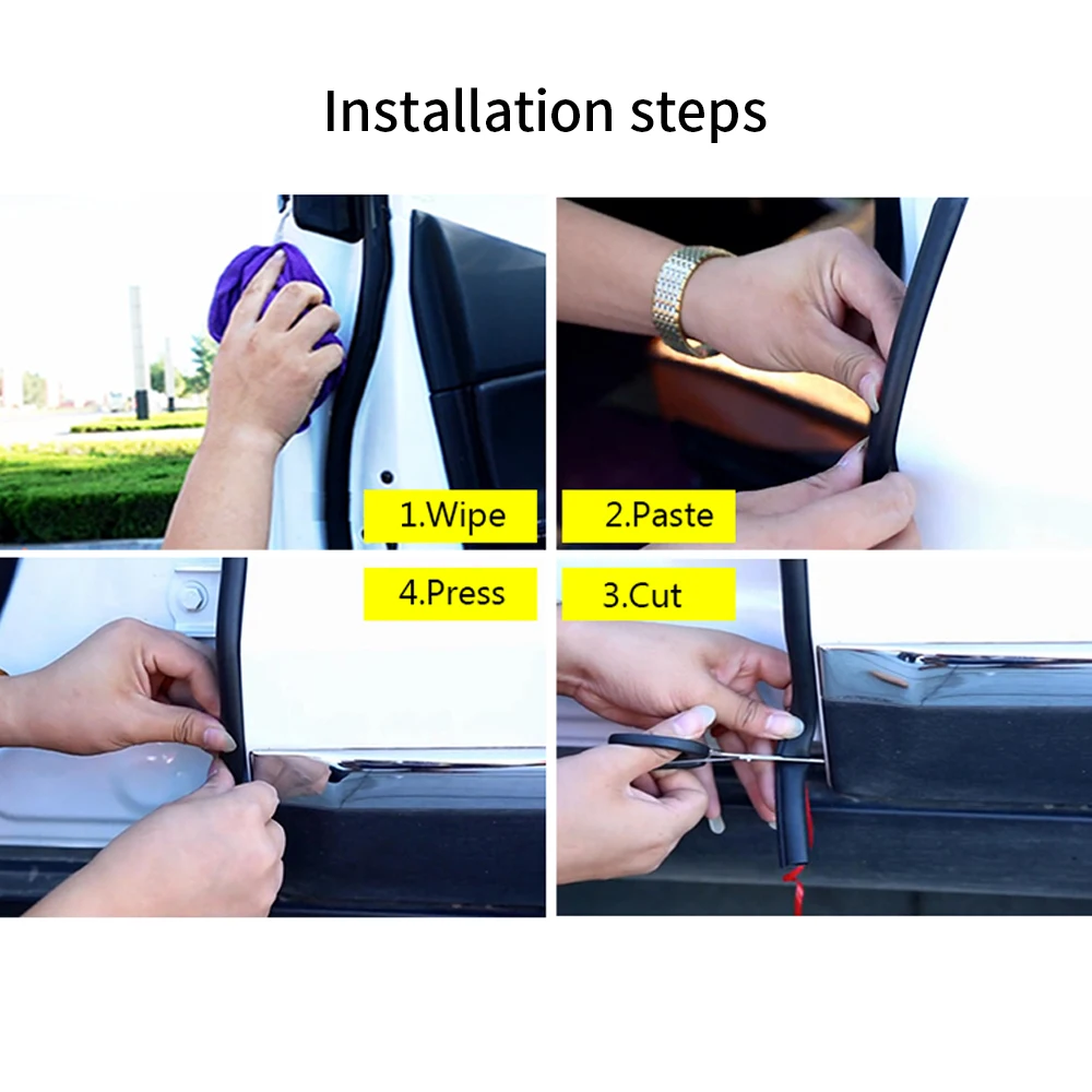 4m 8m Big D Shape Car Hood Door Seal Strip Anti-Dust Soundproofing Waterproof Weatherstrip Car Door Rubber Ssealing Strip