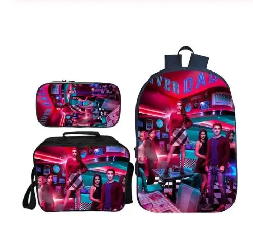 New Arrivals 3 Pcs/Set Printing Riverdale School Backpack for Kids School Bags Children Shoulder Bag Travel Notebook Bookbag - Цвет: as picture