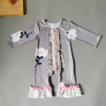 

2019 spring small flowers patern Girls romper with buttons Hot Sale New style romper for present