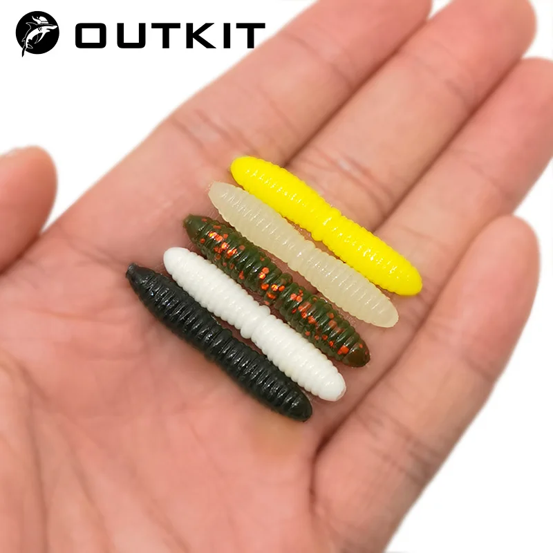 OUTKIT 15pcs Fishing lure Sinking Soft bait 0.9g 35mm Silicone Pupa Hula  Grubs Rubber Worms Baits For Bass Perch Fish Lures