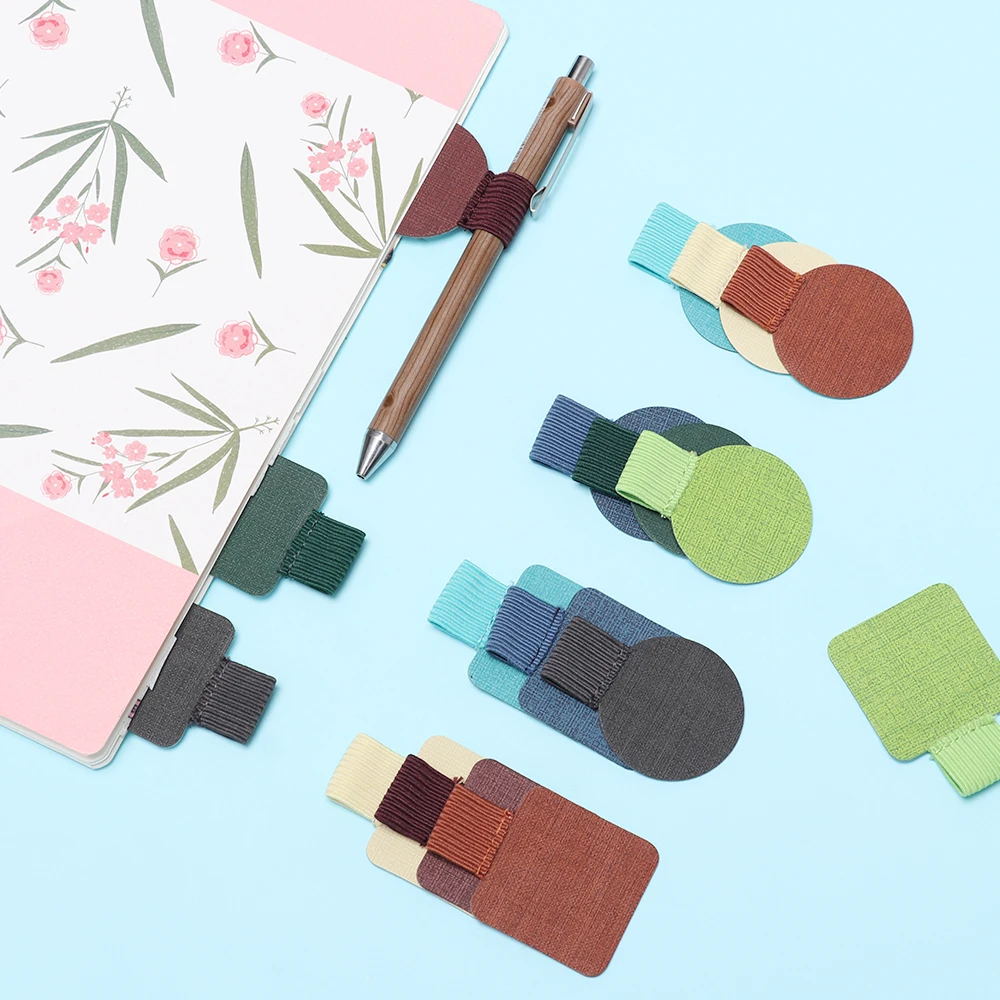 Yueton 5-Pack Self-Adhesive Pen Holders - Leather Sticker With Elastic Loop For Notebooks