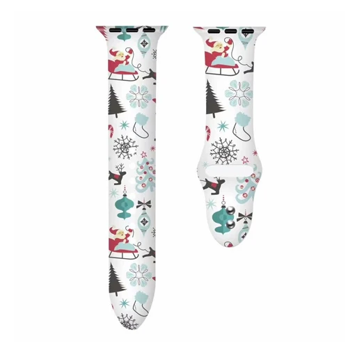 Santa Claus Ремешок для Apple watch band 5 4 44 мм 40 мм Рождественский подарок мягкий силиконовый с цветочным принтом наручный ремень iWatch 5 4 3 38 мм 42 мм ремешок для часов - Цвет ремешка: Santa Claus