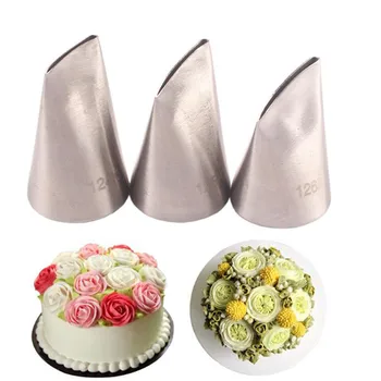 

#124K#125K#126K 3pcs Rose Pastry Nozzles Stainless Steel Nozzle Set DIY Icing Piping Tips Sets Cupcake Cake Decorating Tools