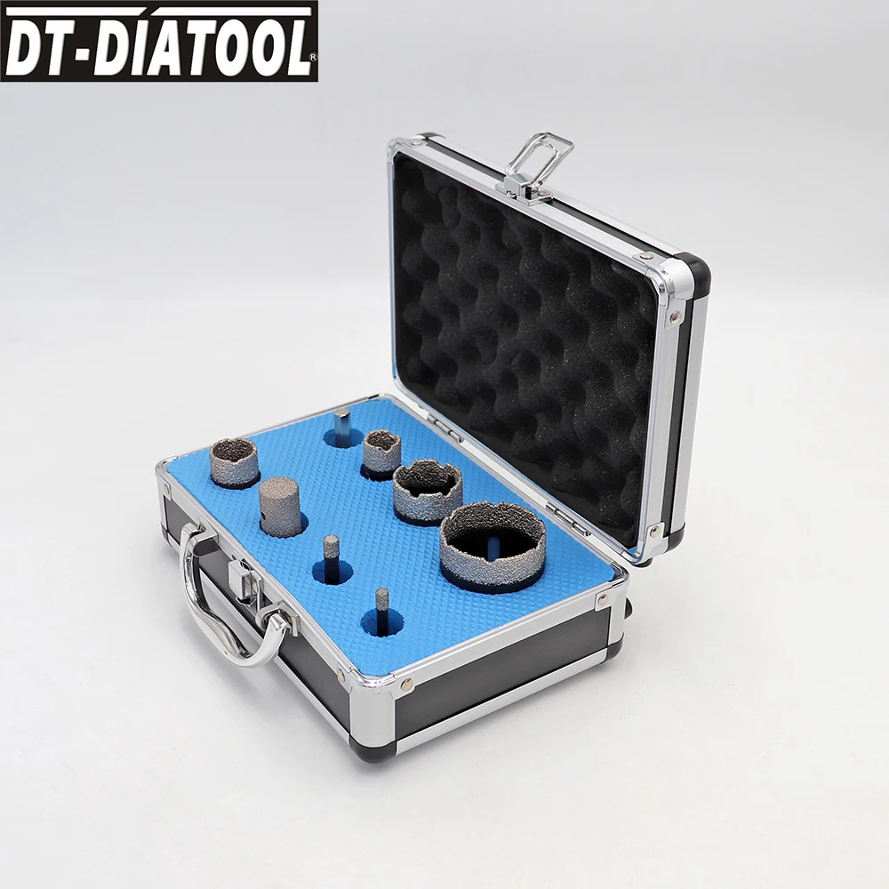 DT-DIATOOL 1set Diamond Drill Core Bits Sets Drilling Hole Saw Cutter Milling Finger Bits for Porcelain Tile Ceramic M14 Thread dt diatool 6 50mm 8pcs box diamond drill core bits sets dry m14 hole saw chamferer reaming crowns porcelain tile granite ceramic